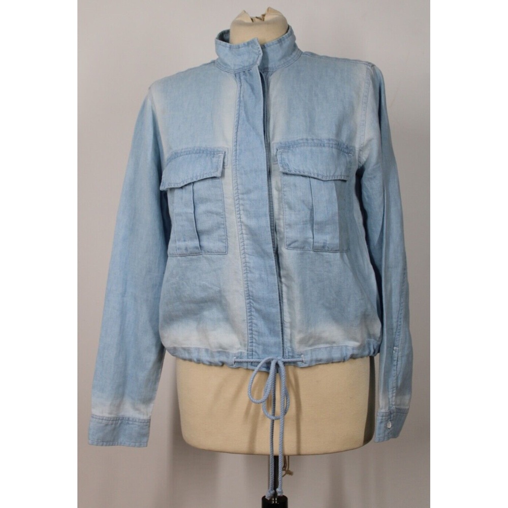 NWOT Bella Dahl XS Blue Chambray Button Front Mock Neck Top